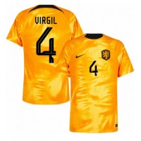 Nederländerna Virgil van Dijk #4 Replika Hemmatröja VM 2022 Kortärmad
